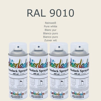 4 x Dekolack Spraydose 400 ml RAL 9010 Reinweiß Pure white Blanc pur Blanco puro