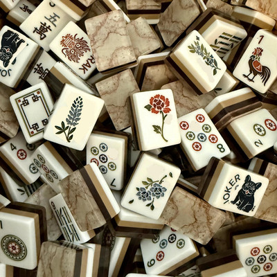160Pcs American Mahjong Tiles 4-Layer Acrylic Marble Pattern Set