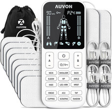 AUVON 4 Outputs TENS Unit Muscle Stimulator with 24 Modes  Intuitive Operation
