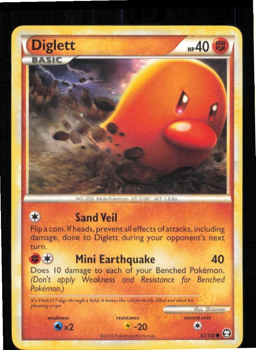 Diglett 61/102 Common HGSS Triumphant Pokemon Lightly Played