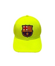 Cappello Visiera FC BARCELLONA Giallo Fluo Ricamato Ufficiale Barca Berretto