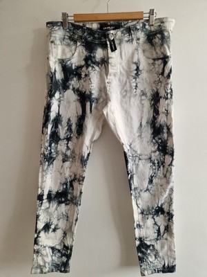 Uniplay Premium Mens Tie Dye Dlim Fit Jeans 33/34 Grey Mix Italian Crafted