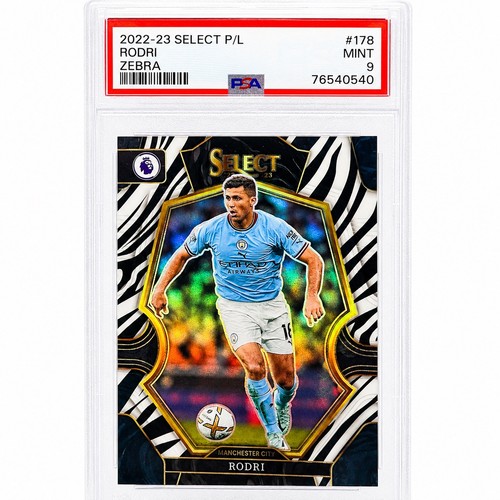 Rodri PSA 9 Zebra Mezzanine /25 2022-23 Select Premier League Man City Spain
