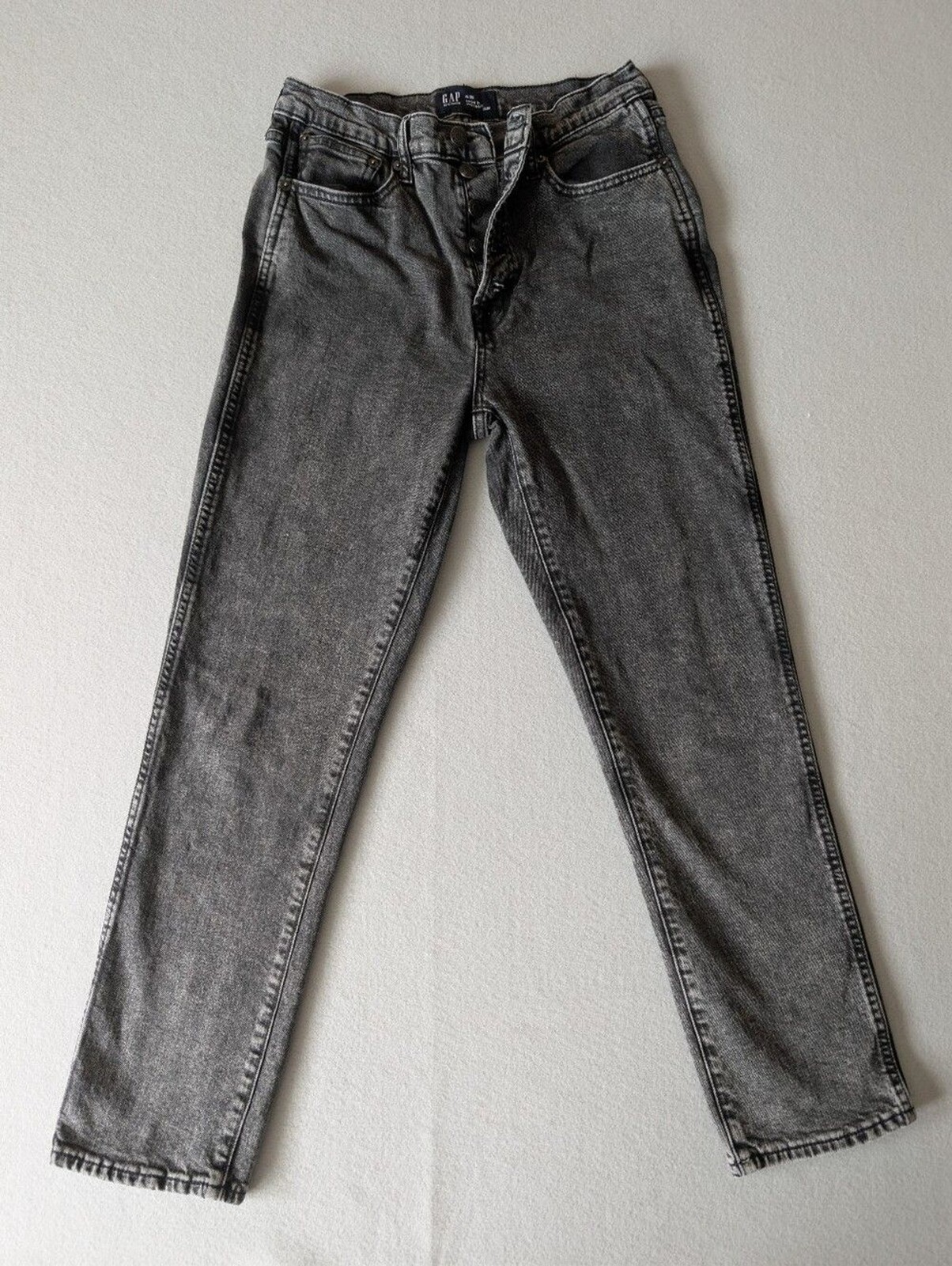Gap High Rise Vintage Slim Straight Acid Wash Black Distressed Jeans Sz 6/28 image 2