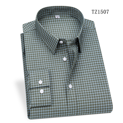 Mens Elastic Shirts Formal Business Long Sleeves Plaids Bamboo Dress Shirts Tops - Picture 12 of 12