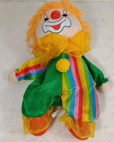 Enesco Clown Plush Vintage 1985 11" Hard Plush Head Soft Plush Body - Picture 7 of 9