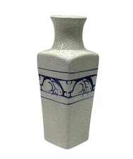 Vtg 1995 Potting Shed Blue Bunny Signed Bud Vase Easter Spring Crackle Glaze 7”