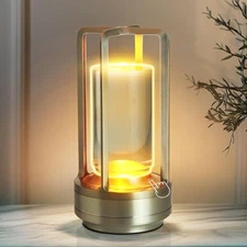Crystal Table Lantern Light,Battery Operated Rechargeable Cordless Crystal Ta...