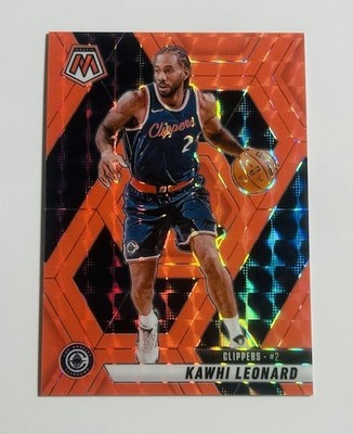 KAWHI LEONARD SN/75 2024-25 Panini Mosaic - Red Fluorescent Mosaic Prizm #7*NM