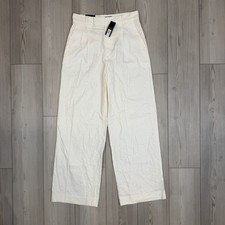 NWT Banana Republic Women  s 10 High-Rise Linen Cotton Pants White 535010