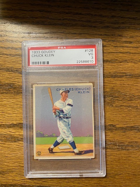 1933 Goudey #128 Chuck Klein Philadelphia Phillies PSA 3 VG