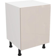 Fully Assembled Kitchen 600mm Base Unit With Plain Slab Gloss Cashmere Doors