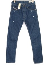 Diesel Braddom 8880K Herren Jeans W27/L32 Slim Karotte Gewaschen Blau Geknöpft