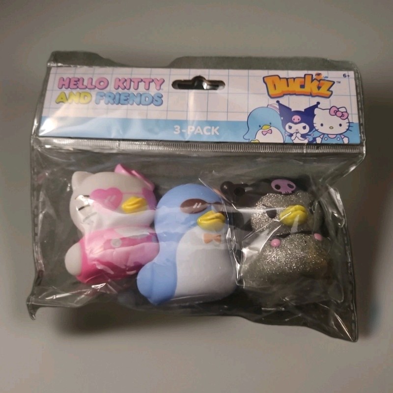 Hello Kitty And Friends Duckz Set Of 3 Rubber Ducks Rare Glitter Kuromi Original