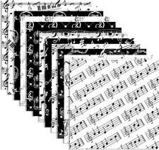 24 Sheets Music Notes Scrapbook Paper 12'' X 12''Pianos, Guitars, Saxophones ...