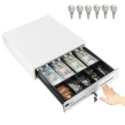 Cash Drawer 13'' Heavy Duty Manual Push-Open, 4 Bill/5 Coin, Stainless Steel