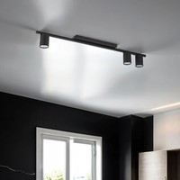 Deckenleuchte Metall 3-Flammig Schwarz 80 Cm Lang Wohnzimmer BüRo Deckenlampe