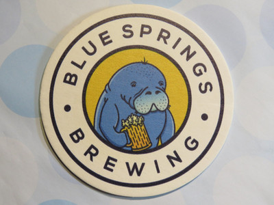Beer Coaster: BLUE SPRINS Brewing Co ~ Orange City, FLORIDA - Manitee Drinking!
