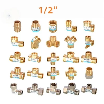 2/3 Ways 1/2" Inch BSP Tee Male Connection Pipe Brass Coupler Adapter T-Shape