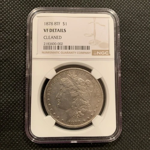1878-P U.S. MORGAN SILVER DOLLAR - 8TF - VF DETAILS - NGC GRADED!