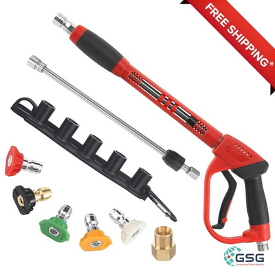 #ad #ad HIGH OUTPUT DELUXE PRESSURE WASHER GUN KIT WITH EXTENSION AND MULTIPLE NOZZLE... $119.33