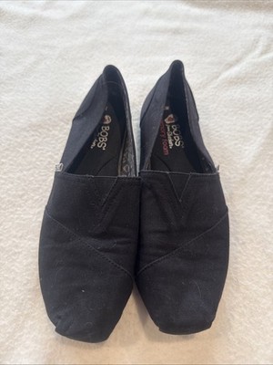Women s Bobs By Sketchers Memory Foam Black Slip On Shoes, Size 10