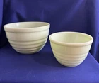 2 Vintage Jeanette Jadeite Beehive Ribbed Concentric Mixing Bowls 7-1/2”& 5-1/2"