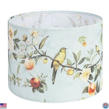 Floral  Bird Print Drum Lamp Shade - 13x13x10in, Fits E26/E27 Base, 1 Pack