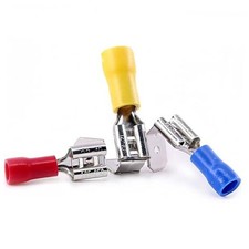 100pcs Piggyback Spade Connectors 24-10 Gauge 1/4" Female and Male Quick