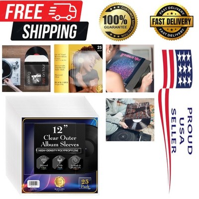 Protective Diamond Clear Sleeves for 12'' Records - 3 Mil, 25 Count Packaging