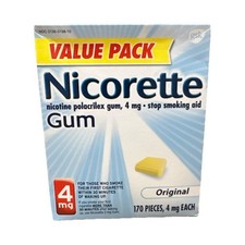 Nicorette Original Gum 4mg 170 Pieces Nicotine Polacrilex dates in pictures