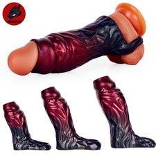 Open-End Fantasy Silicone Textured Male Cock Sleeve Enlarger Enhancer Sheath