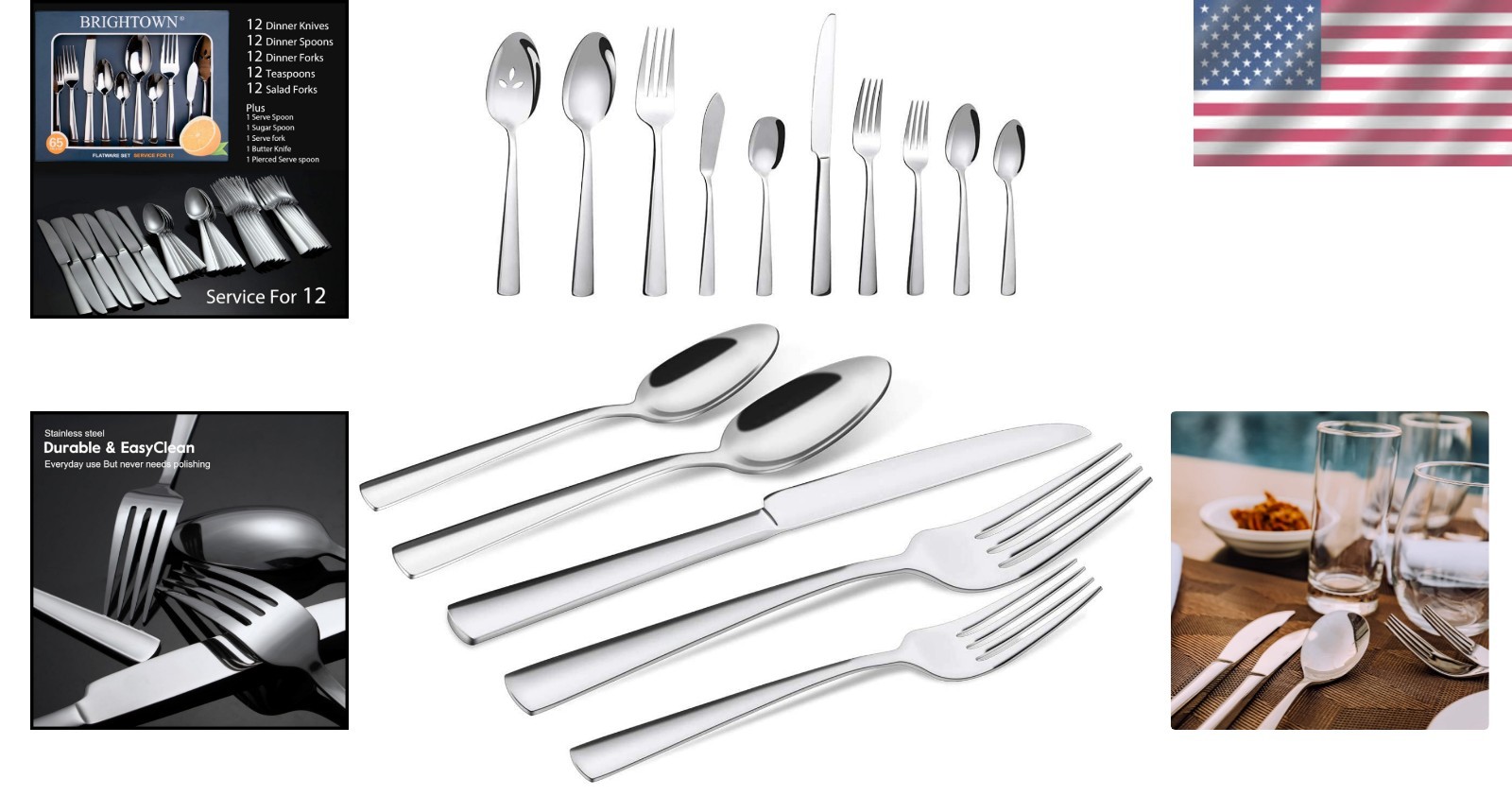 Luxury 65-Pc Cutlery Set - Ergonomic & Polished Silverware for Perfect Dining