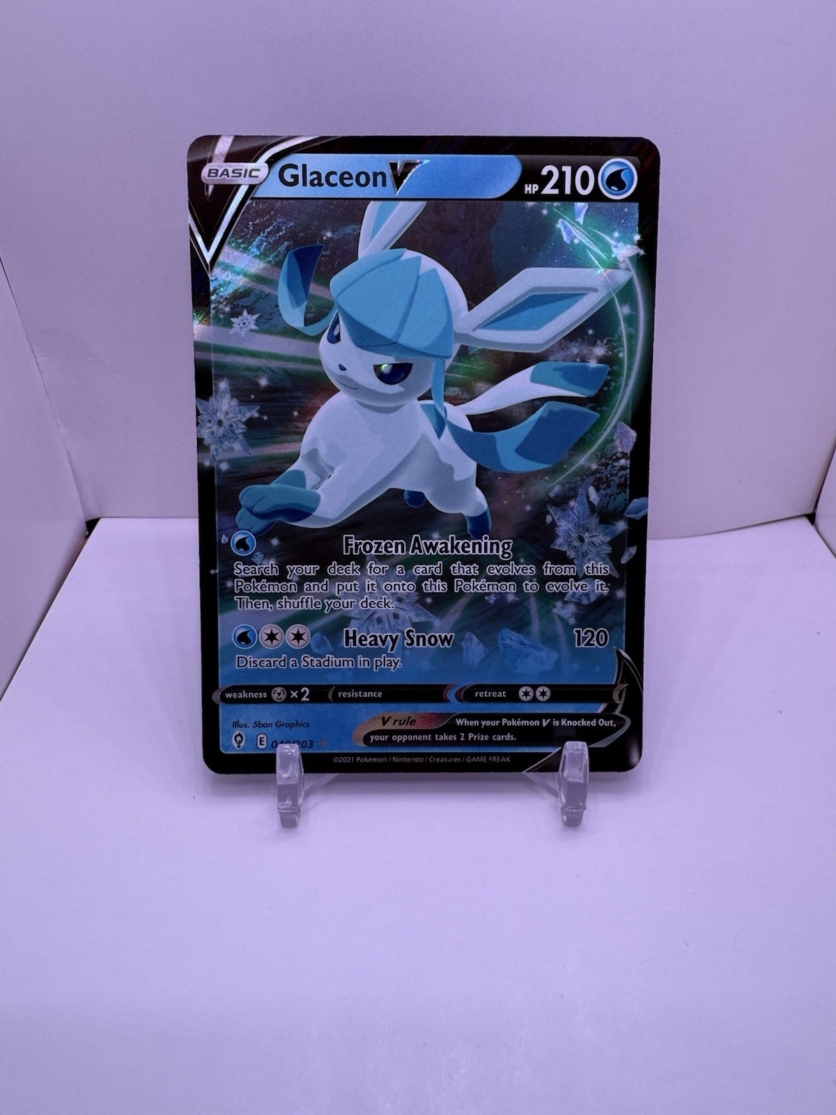 Glaceon V 040/203 Swsh07: Evolving Skies Holo Near Mint Pokemon TCG