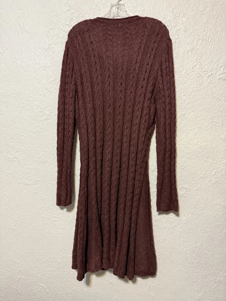 Maurices Womens Ribbed Cable Knit Brown LS Midi Sweater Dress Lined Plus Sz 1 - Image 4 of 4