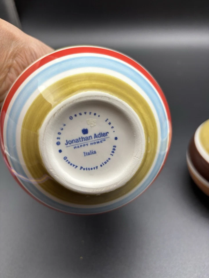 JONATHAN ADLER ITALIA HAPPY HOME BULB VASE MULTI COLORED STRIPES SET OF 3 - Image 2 of 4