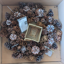 New in Box: Pottery Barn Faux Lit Mixed Pinecone Wreath - 28" diameter