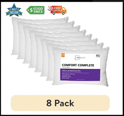8 Pack Comfort Complete Bed Pillow Standard Queen Soft Sleeping Pillows