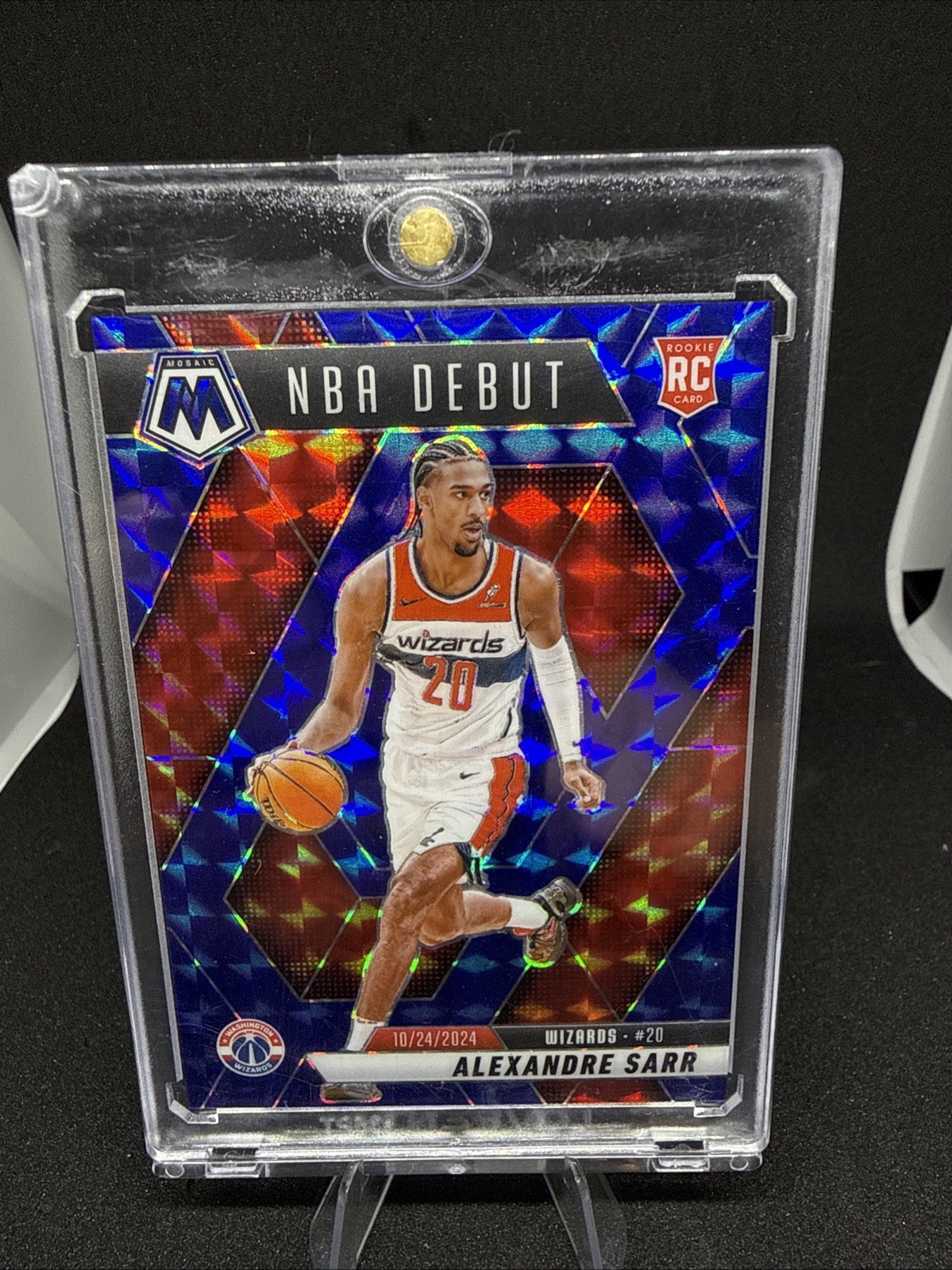 2024-25 Panini Mosaic NBA Debut Alexandre Sarr #254 Blue Mosaic Prizm /199 (RC)