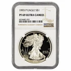 1993P 1 Oz .999 Fine Proof American Silver Eagle $1 NGC PF 69 UCAM