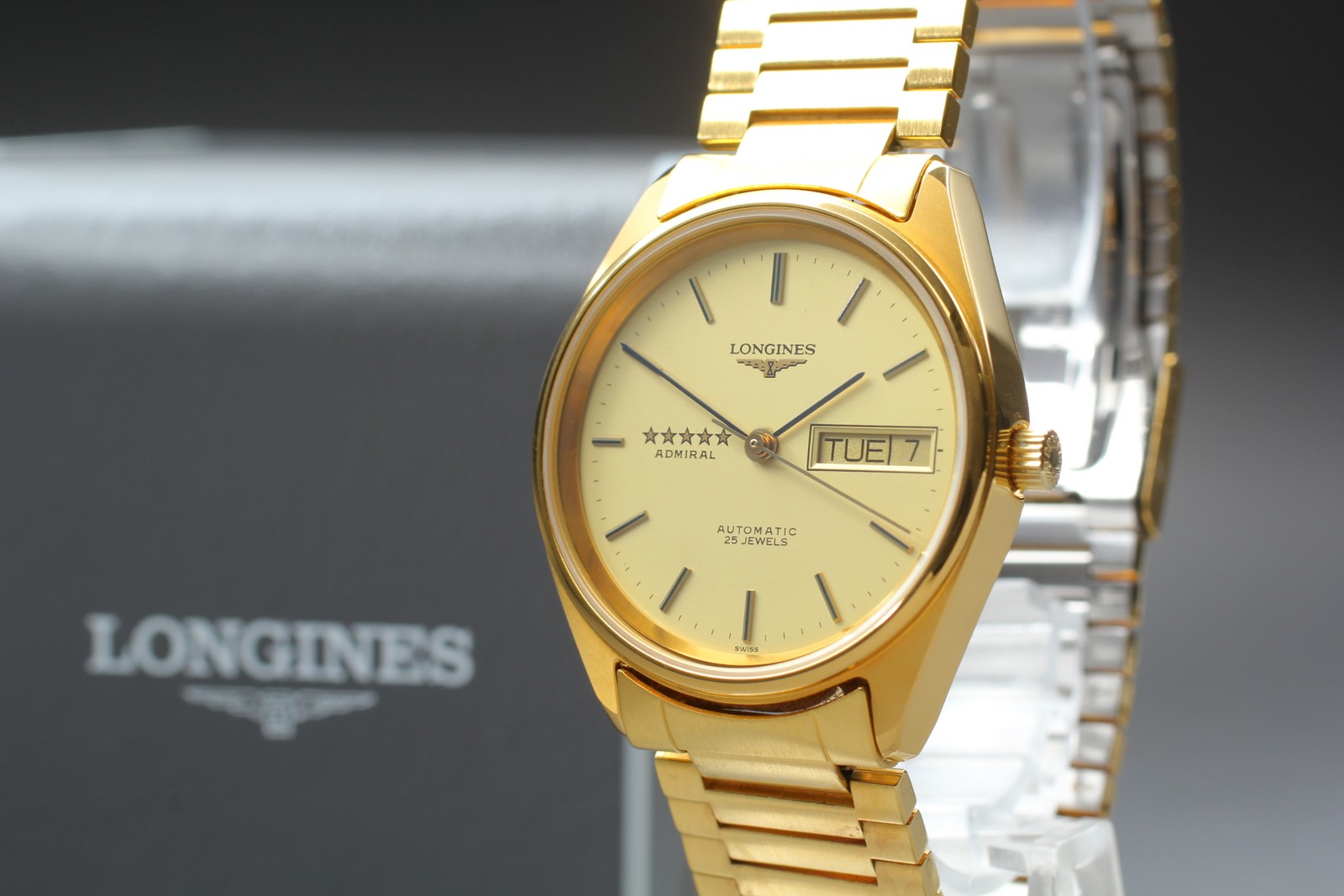 [ w/Box, Paper ] Longines Admiral 5 Star L7.634.2 Day Date Automatic Men's Watch image 3