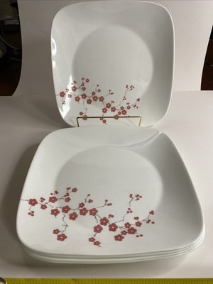 Corning CORELLE Hanami Garden Square 10-1/2'' Dinner Plate Set of 5