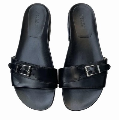 Gabriela Hearst Black Leather Slide Sandals Buckle Slip-On Women s US 9