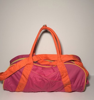 Vintage NIKE Lightweight Y2K Duffle Gym Bag Pink Orange Yellow