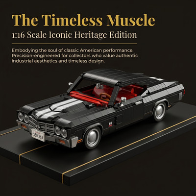 Muscle Car Chevelle SS 454 Building Bricks Set Silver Roll Spray 1038 Pieces