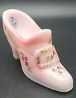 Fenton 2007 Handpainted By C. Smith Pink Glass Slippee With Buckle Figurine