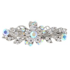 Silver Tone Metal Hair Clip with AB Crystal Rhinestone HA2189-SAB
