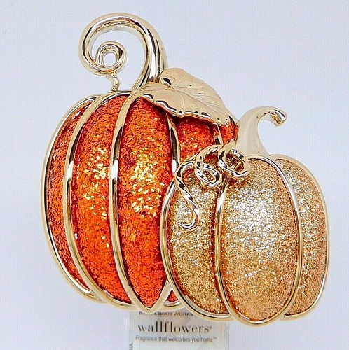 BATH & BODY WORKS WALLFLOWERS 2 GLITTERY ORANGE GOLD PUMPKINS FRAGRANCE PLUGIN - Picture 4 of 9