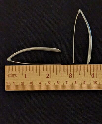 Silpada Oxidized Sterling Silver Elongated Folded Threader Earrings W0709 - Picture 3 of 4