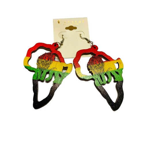Africa Empress Royalty Jamaica Rasta Earrings Marley Reggae One Love Jamaica XL - Picture 4 of 19